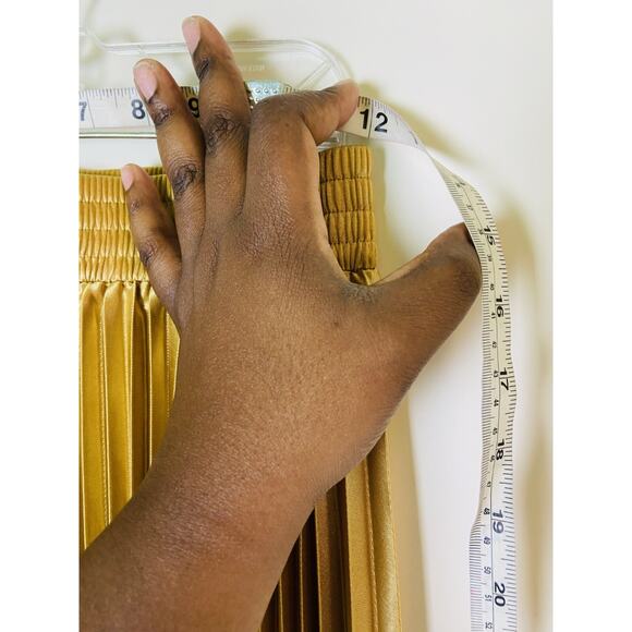 Womens Pleated A Line Midi Evening Skirt High Rise Metallic Gold Medium - Picture 5 of 5